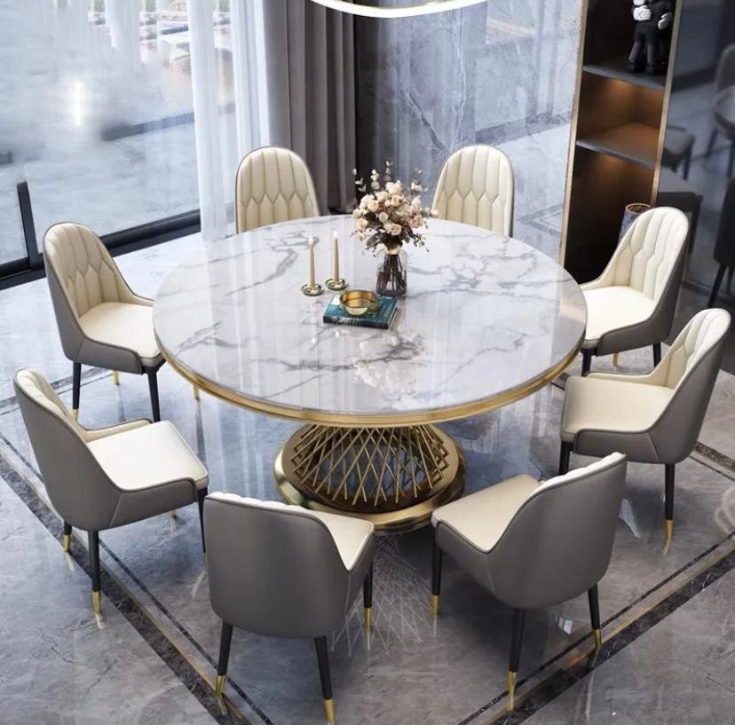 TABLE REPAS DELUXE GOLD MARBRE BLANC – 130x75 cm