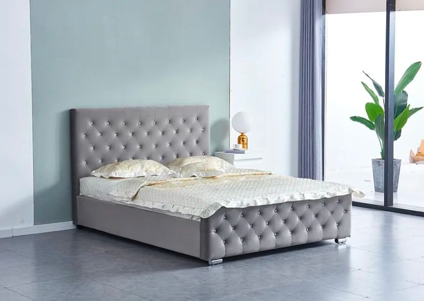 Lit Prestige Capitonne Avec Diamant  Velours