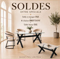 Pack Table à Manger IXE 150/180 + 4 Chaises Brittany + Table Basse Assortie