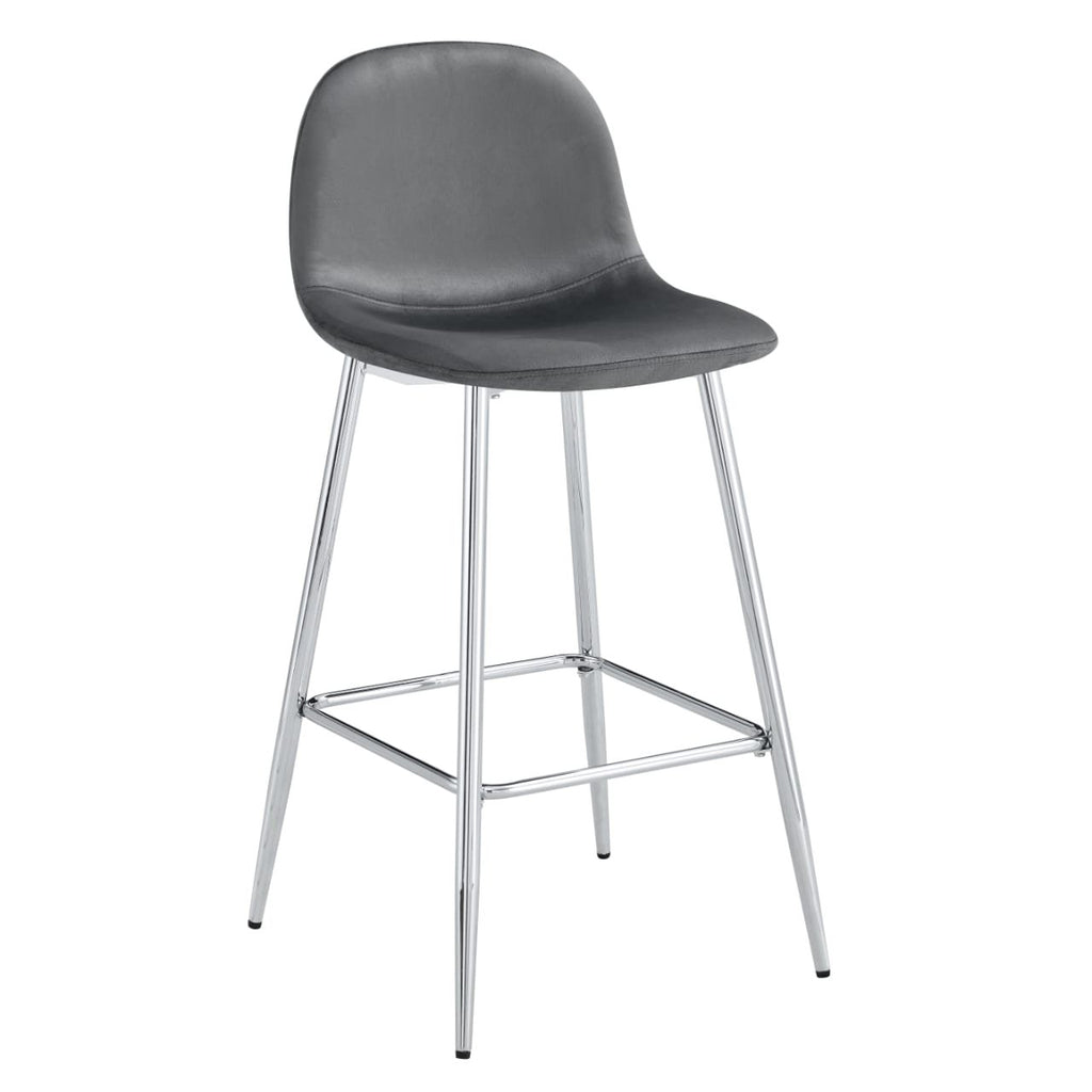 TABOURET DE BAR SCANDINAVE PIED CHROME VELOURS BEIGE