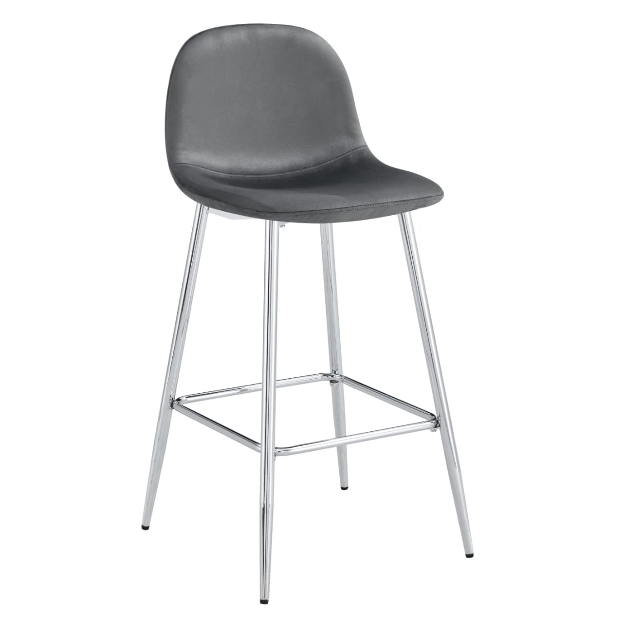 TABOURET DE BAR SCANDINAVE PIED CHROME VELOURS BEIGE
