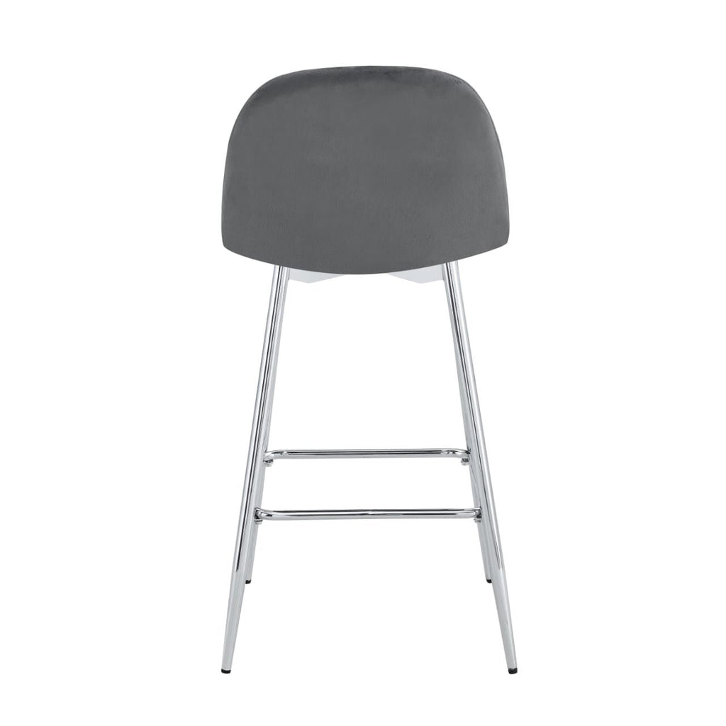 TABOURET DE BAR SCANDINAVE PIED CHROME VELOURS BEIGE