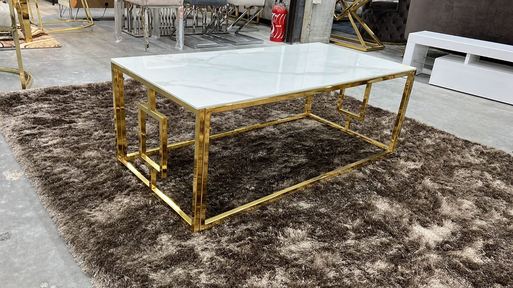 TABLE BASSE SOPHIE GOLD MARBRE BLANC